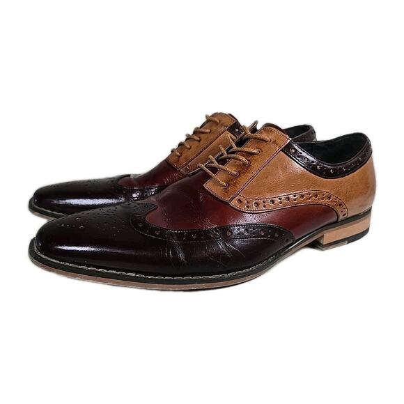 Stacy Adams Mens Tinsley Wingtip Oxford 11M Brown Tri Color Dress Lace Up - Picture 2 of 10